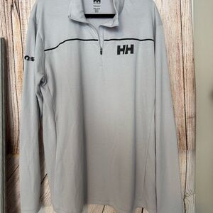 Helly Hansen Light Gray Quarter Zip Pullover with Black Logo